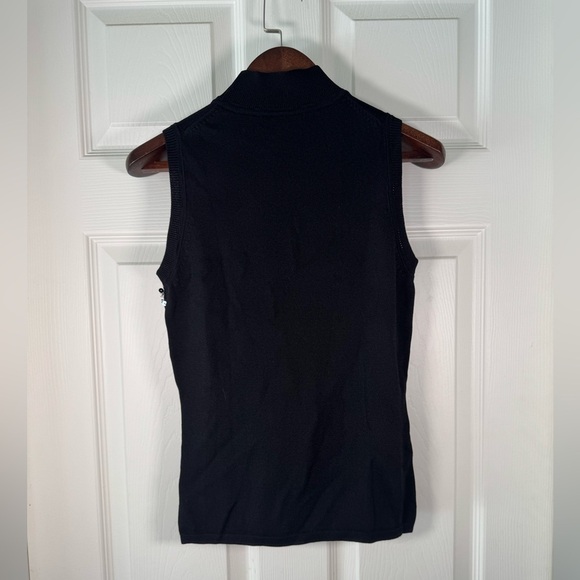 Elisa Landri Black Knit Beaded Sweater Tank Mock Neck Made in Italy Size Small - Picture 8 of 9